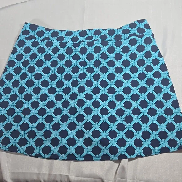 Lulu B Navy Blue Trellis Elegant Expressions Zip Skort XL Pockets UPF 50 - Picture 5 of 6